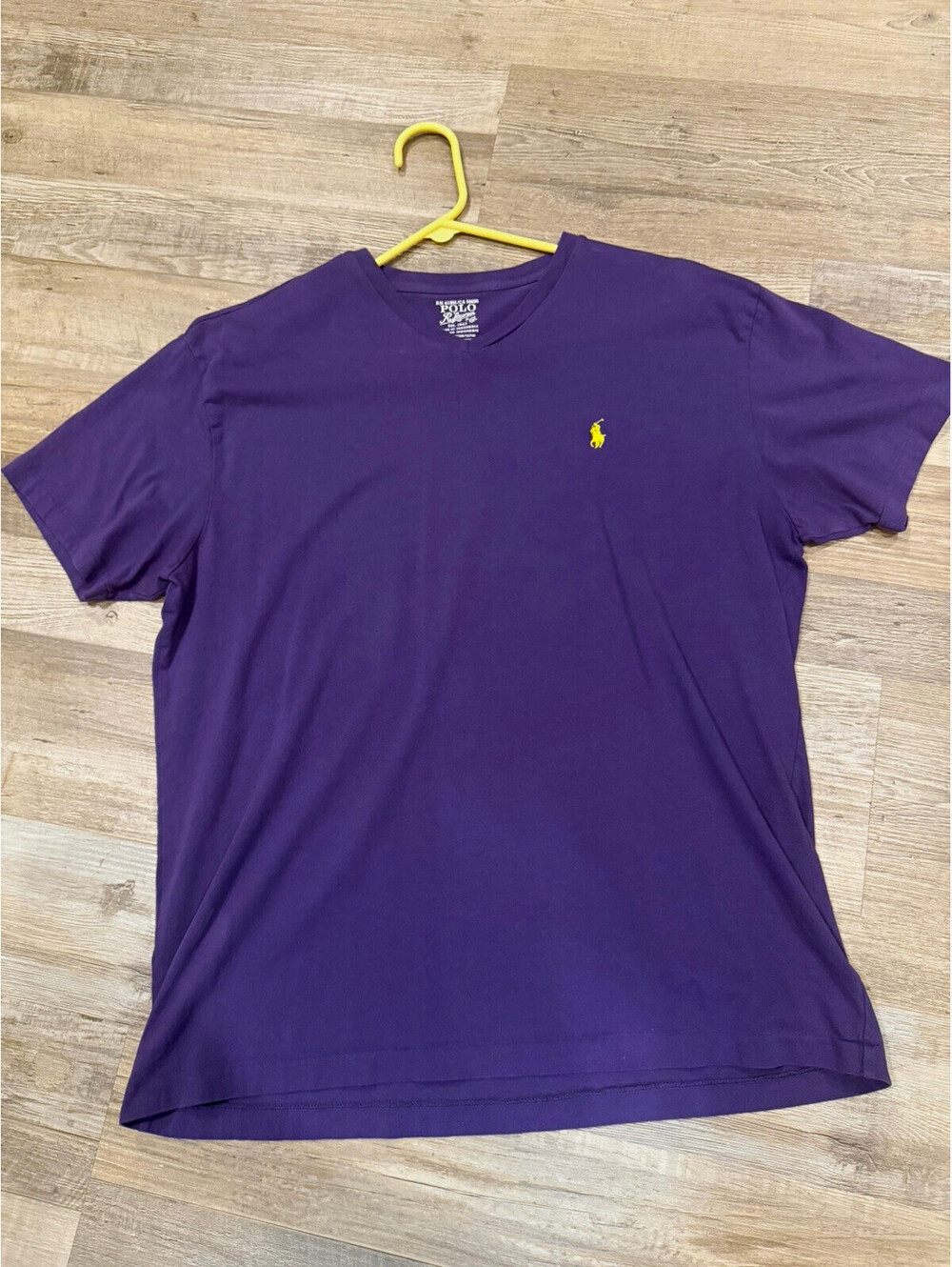 Polo Ralph Lauren Men's V-Neck T-Shirt M Purple Cotton Knit Pony Logo